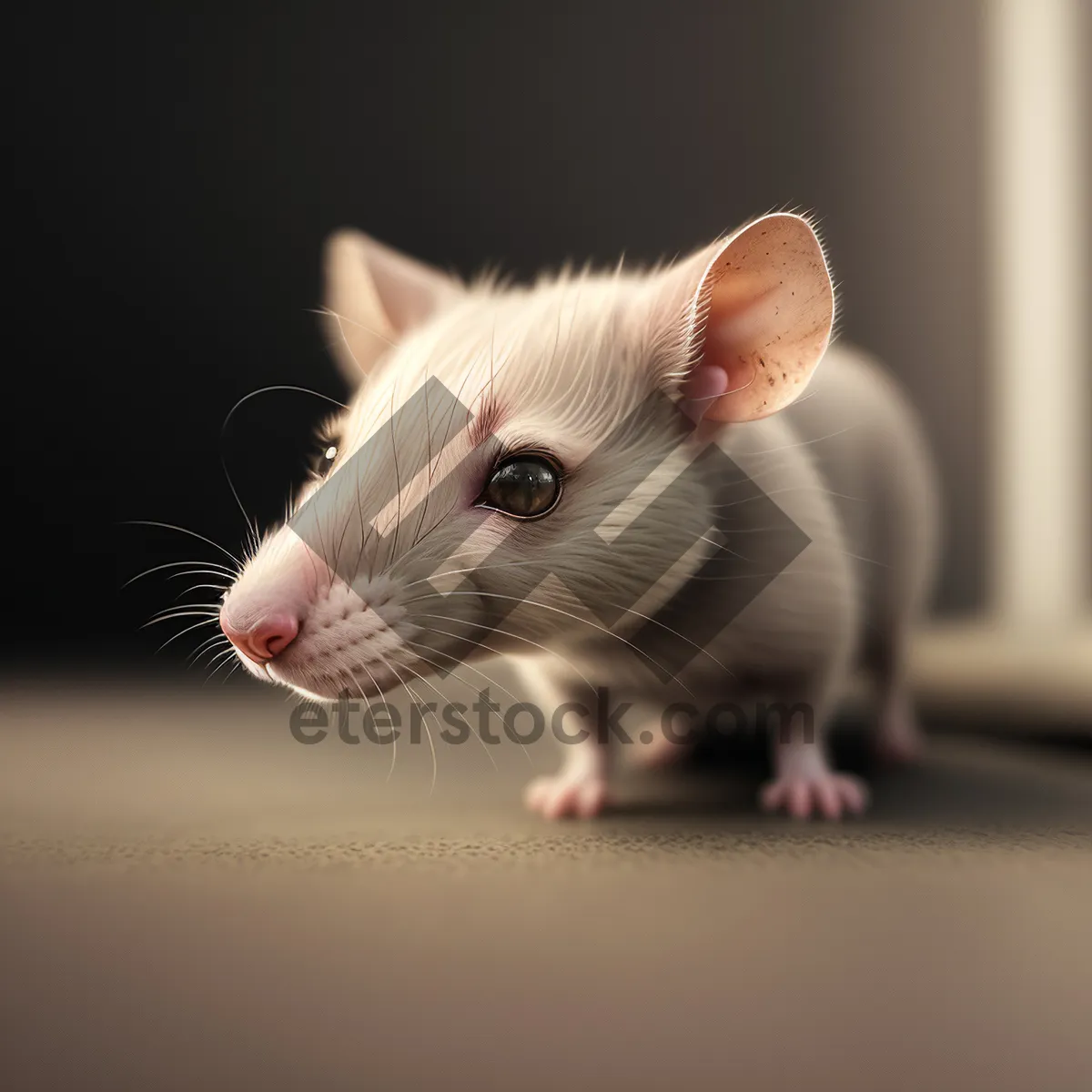 Picture of Curious gray pet rat with fluffy whiskers