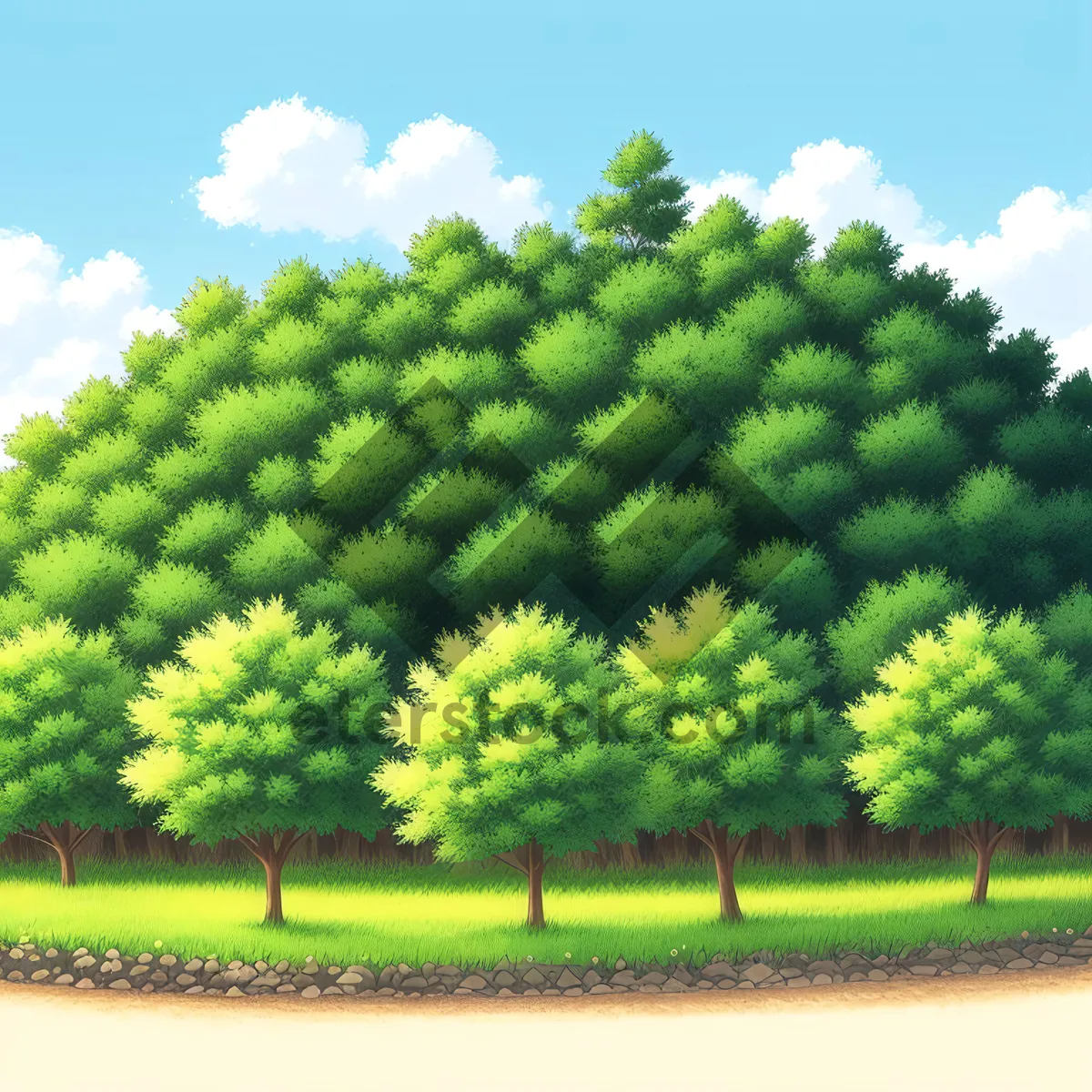 Picture of Idyllic Spring Meadow with Oak Tree and Rolling Hills