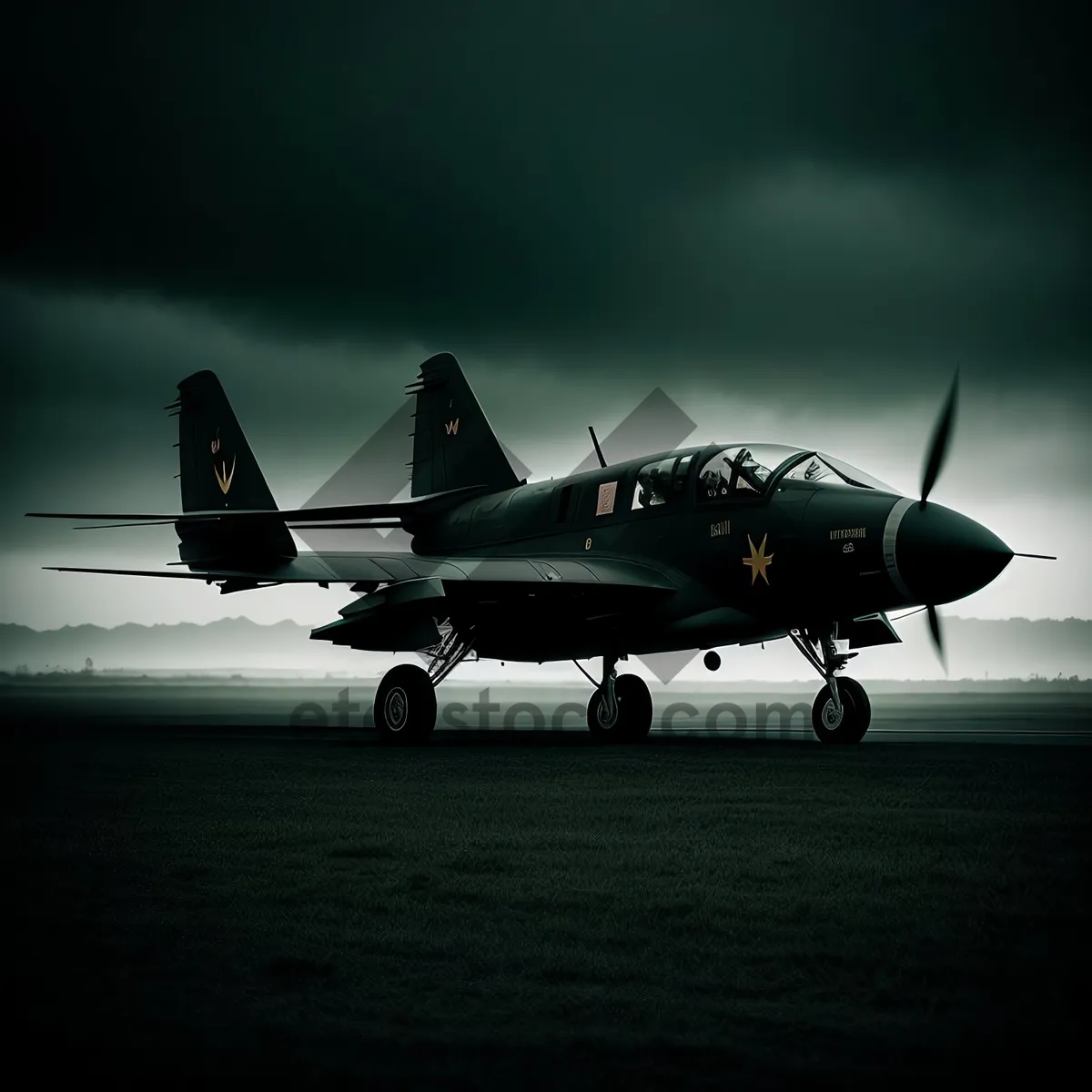 Picture of High-speed military fighter jet soaring through the sky.