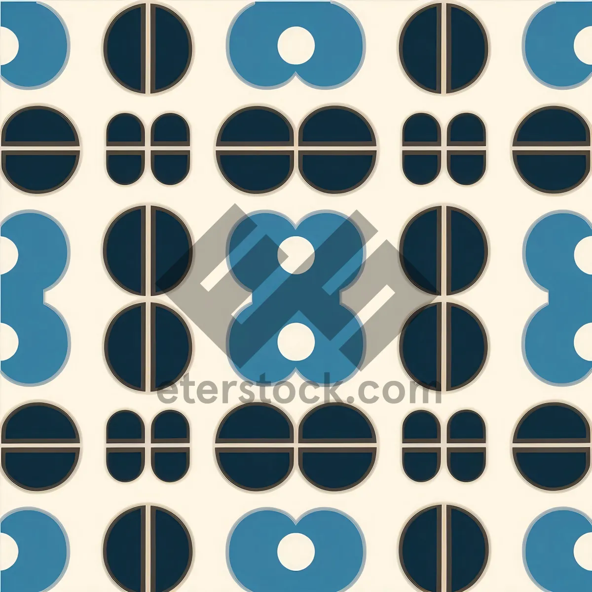 Picture of Modern web icons collection with seamless polka dot pattern