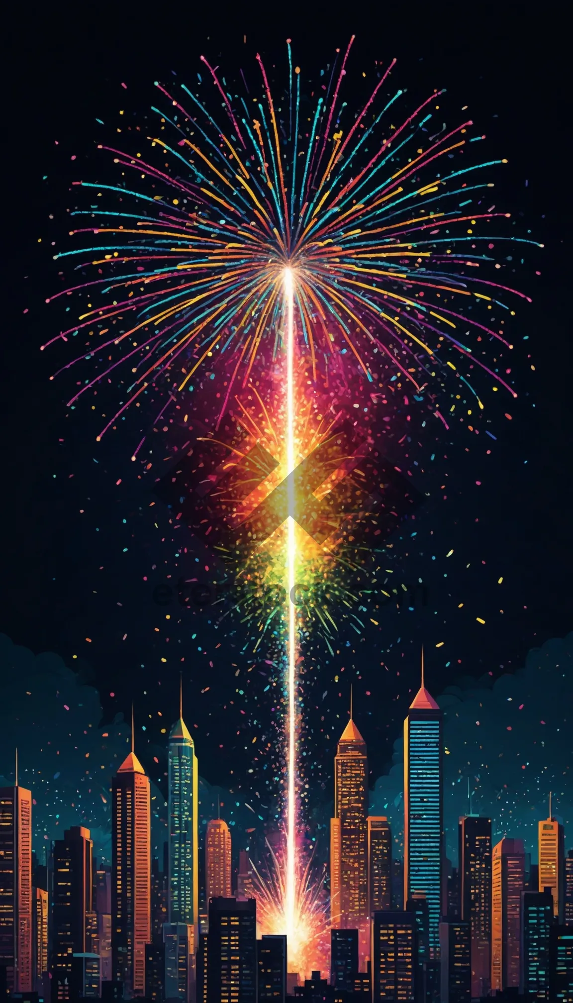 Picture of Colorful Firework Galaxy Celebration