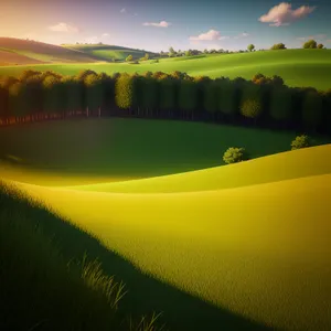 Golden Horizon: Rapeseed Field under Clear Sky
