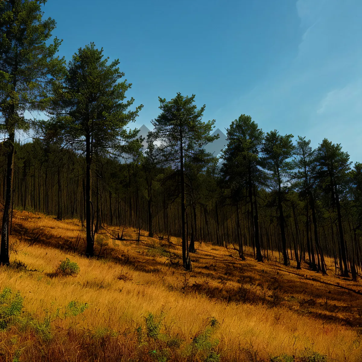 Picture of Serene Rural Landscape with Fence and Trees