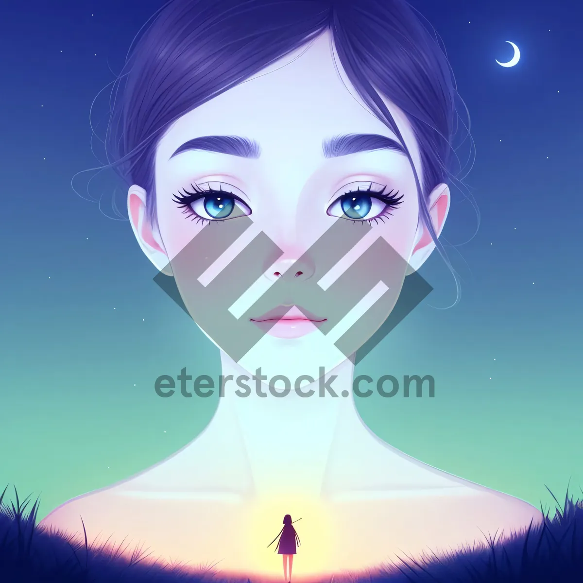 Picture of Stylish Cartoon Lady with Cute Hairstyle