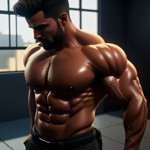 Muscular Black Boxer in Erotic Pose