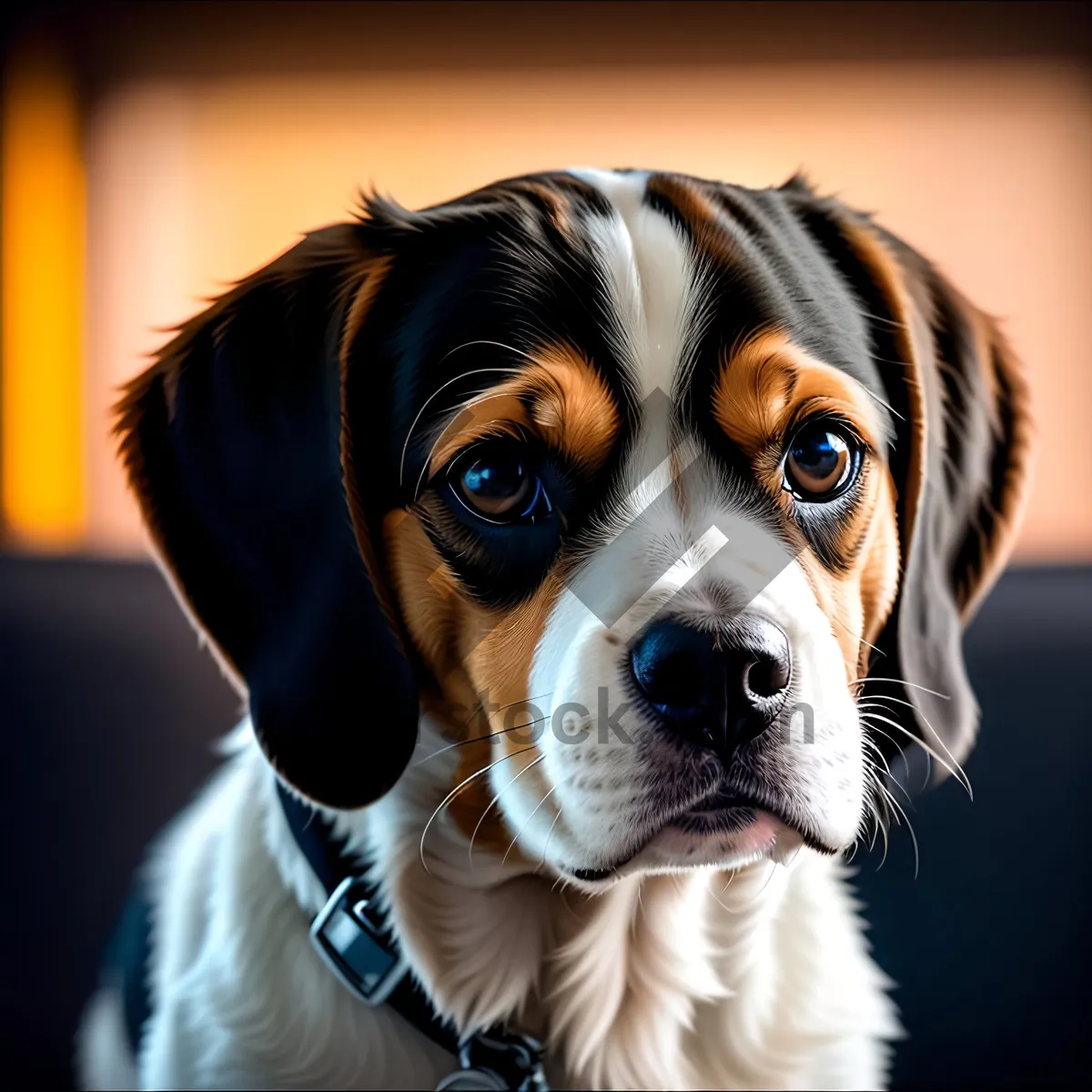 Picture of Adorable Beagle Puppy Sitting in Studio