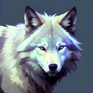 Majestic Canine: White Wolf with Piercing Eyes
