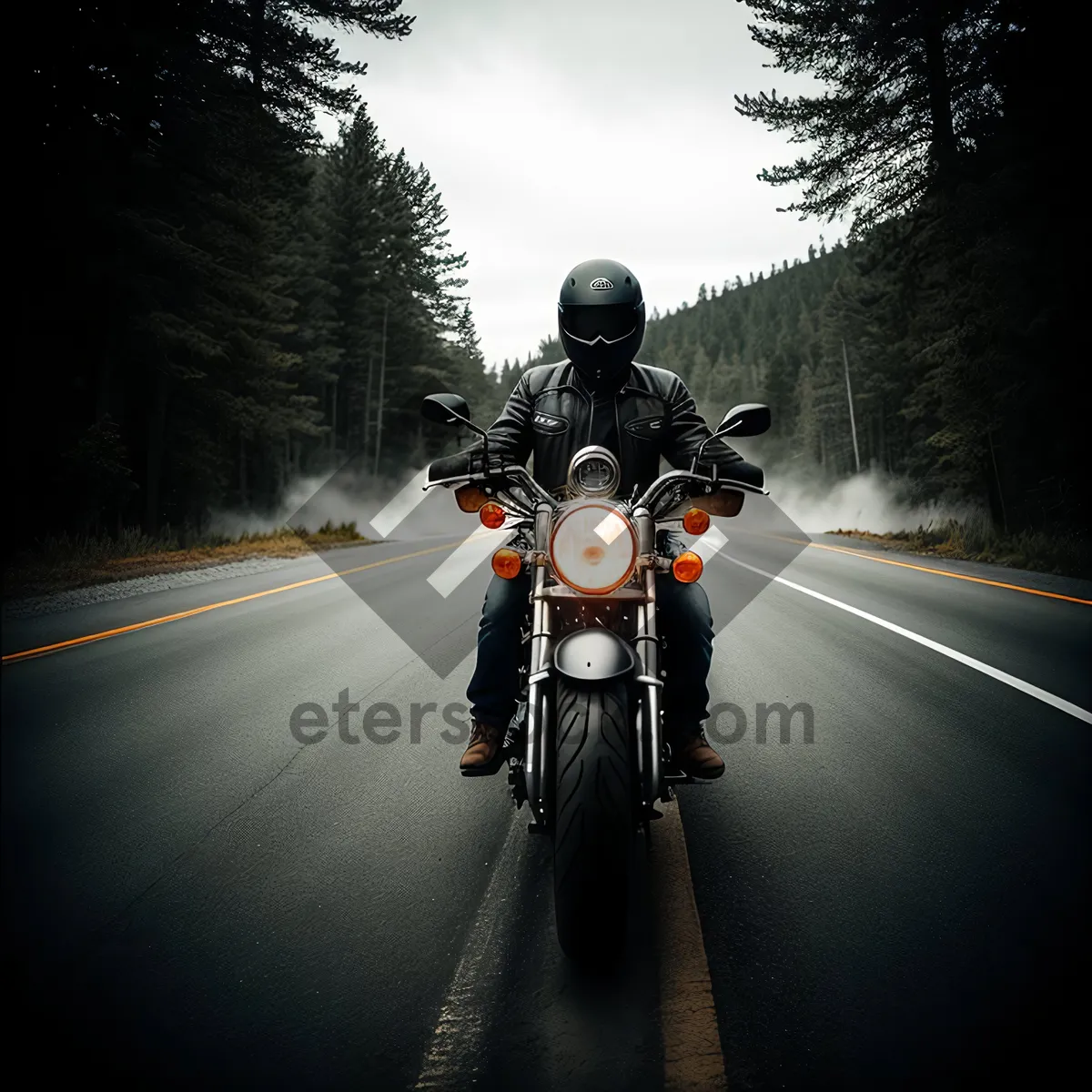 Picture of Motorcycle Helmet on Road