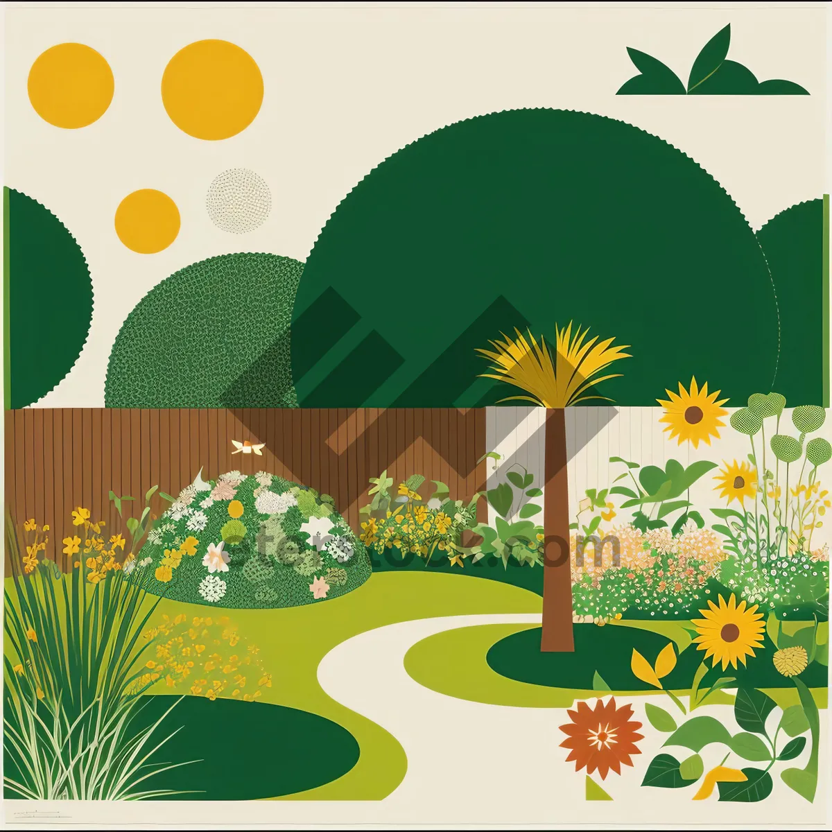 Picture of Vibrant Summer Floral Landscape Card
