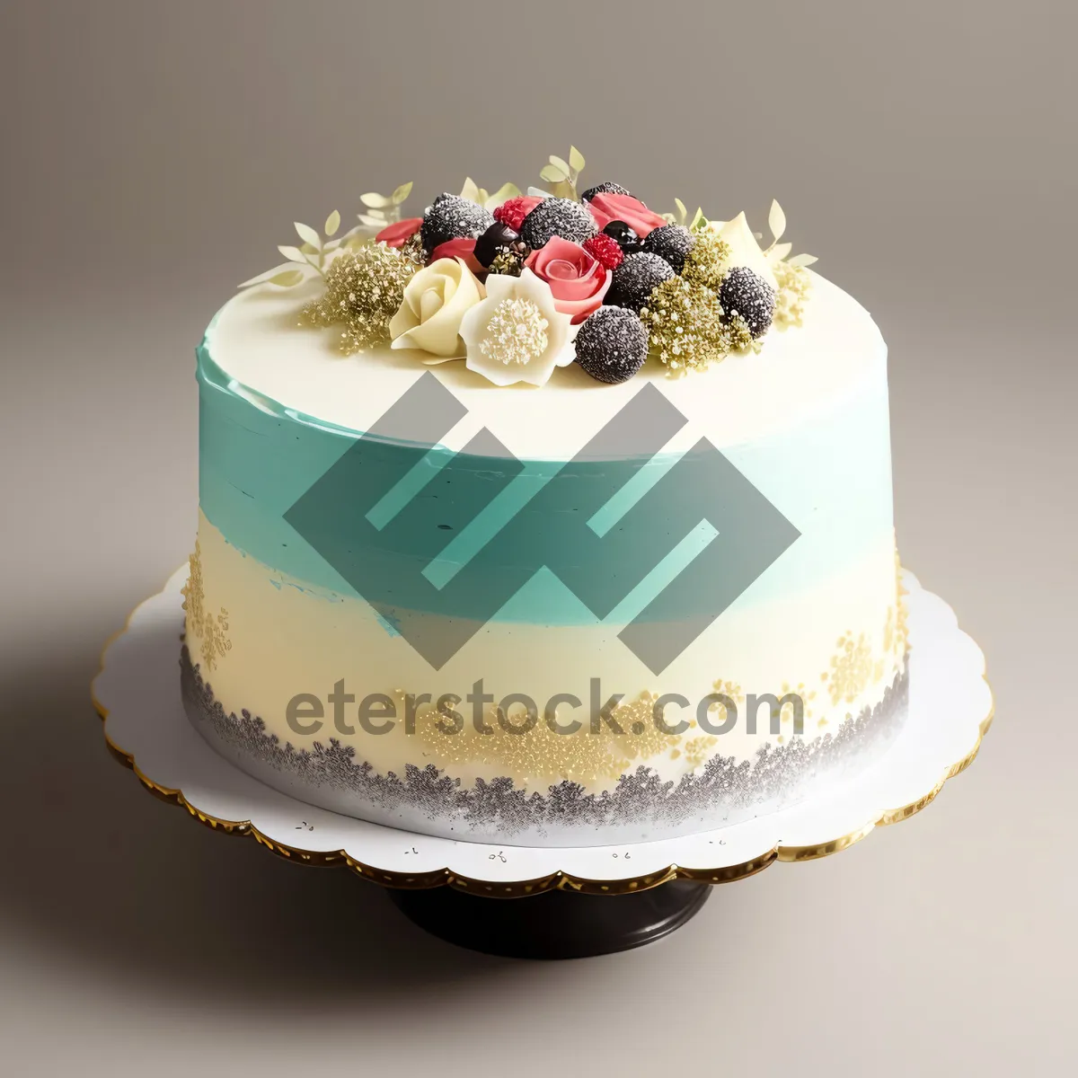 Picture of Strawberry chocolate birthday cake with cream