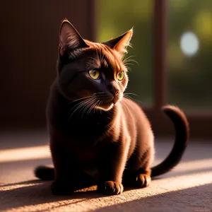 Adorable Fluffy Gray Kitty on Windowsill