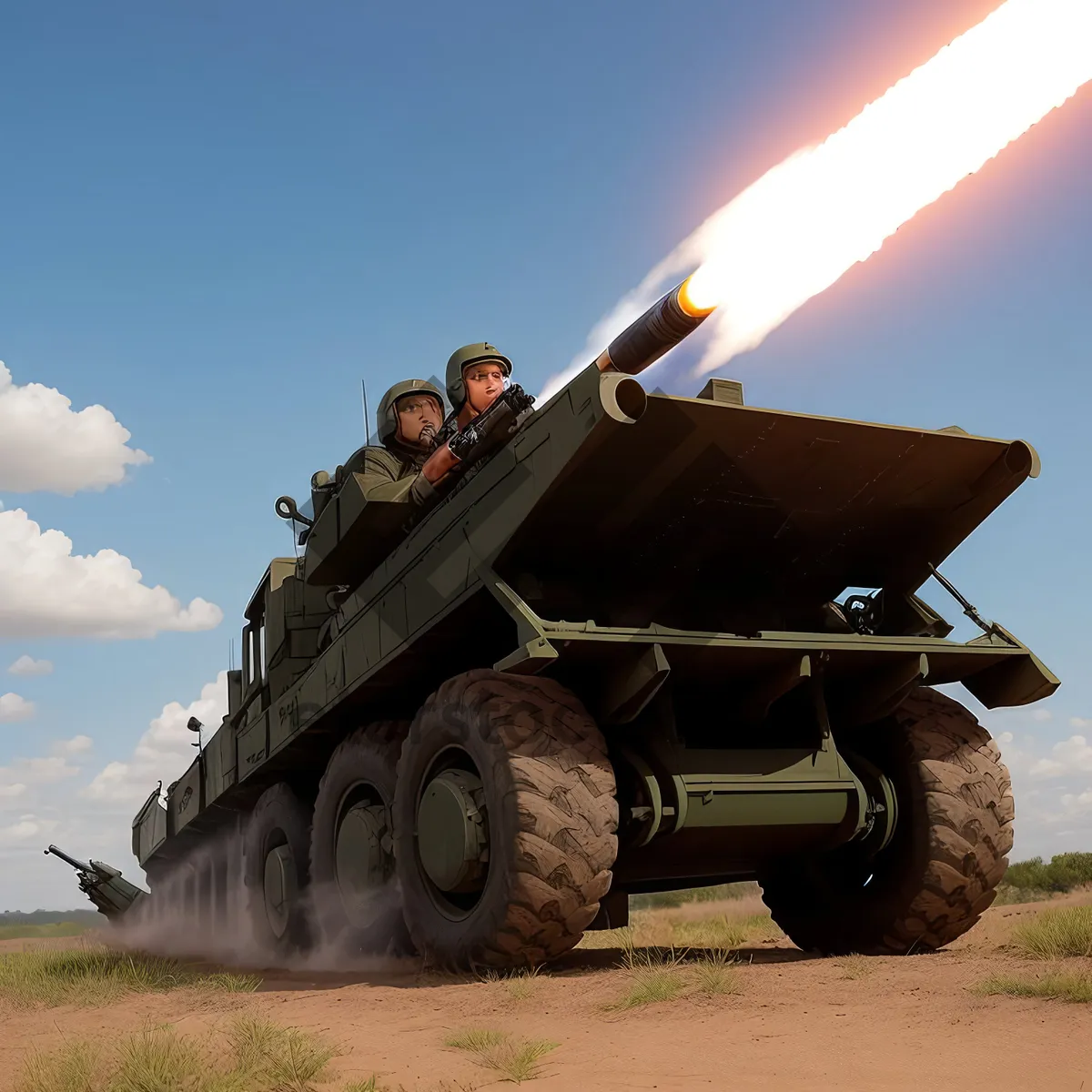 Picture of High-angle Rocket Launcher in Field Artillery Operation