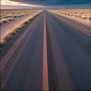 Speeding through picturesque desert on open highway.