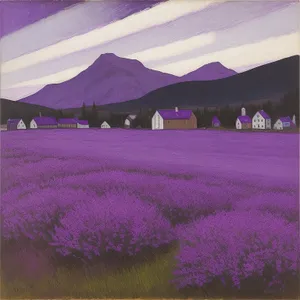 Colorful Lavender Field with Moss Pink Canvas Tent