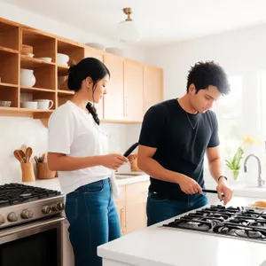 Happy professional man working on laptop in office meeting.