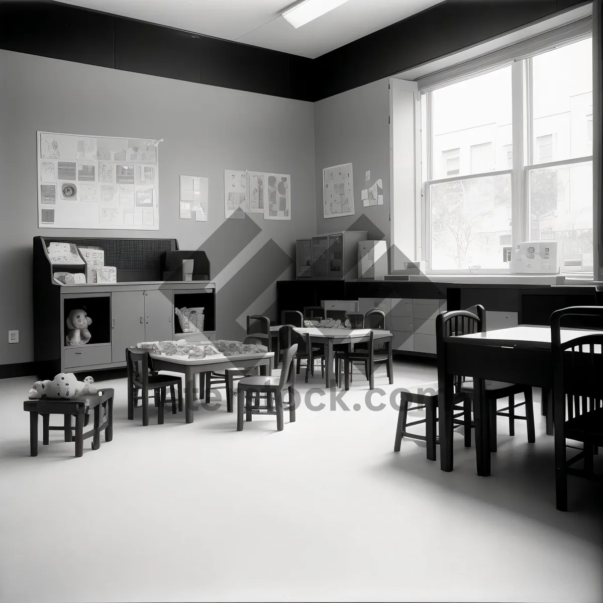 Picture of Modern Classroom with Stylish Furniture and Wood Accents