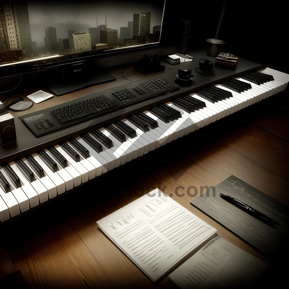 Picture of Classical Keyboard Synthesizer: Black Electronic Music Device