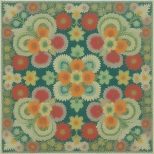 Colorful Floral Pattern on Vintage Retro Wallpaper