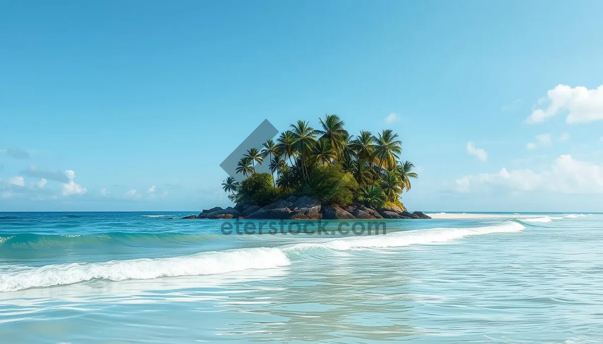 Picture of Tropical beach paradise with palm trees and turquoise water