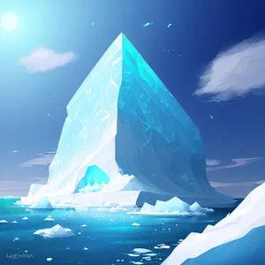 Serene Winter Wonderland: Majestic Iceberg and Snowy Landscape