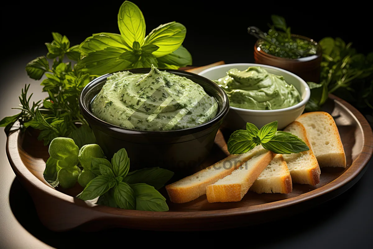 Picture of Healthy Vegetable Salad with Fresh Basil and Pepper