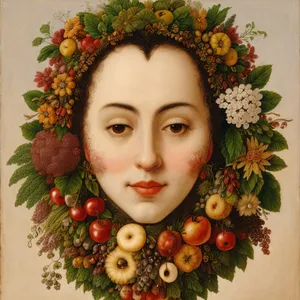 Happy Smiling Lady with Flower Necklace