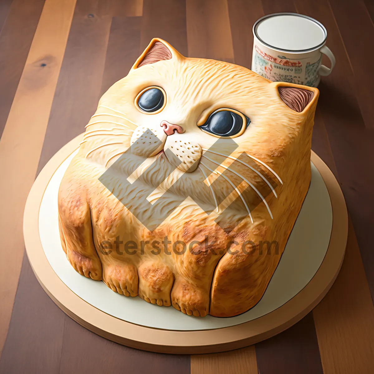 Picture of Cute cat enjoying breakfast on a plate.