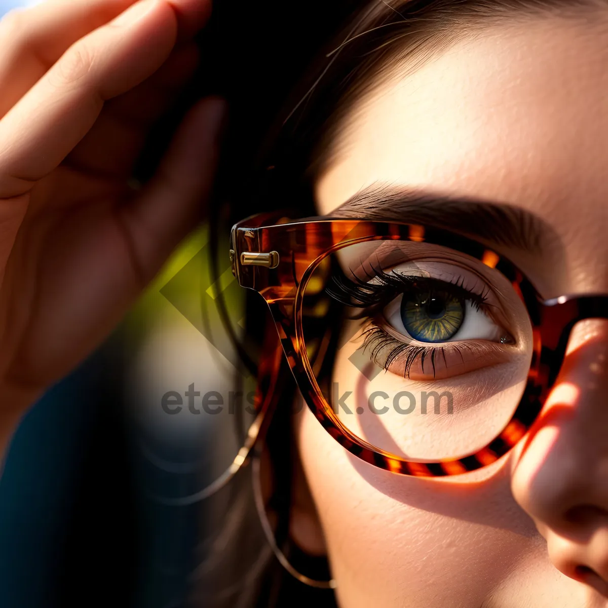 Picture of Smiling fashion model with stylish sunglasses