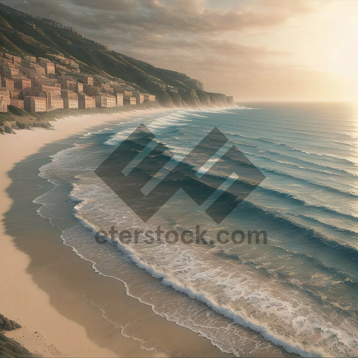 Picture of Tropical Waves crashing on sandy Beach