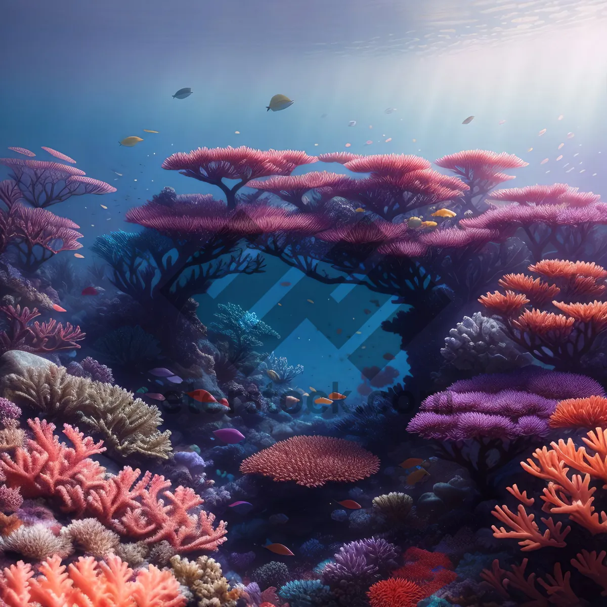 Picture of Exotic Coral Reef Life in Sunlit Deep Waters