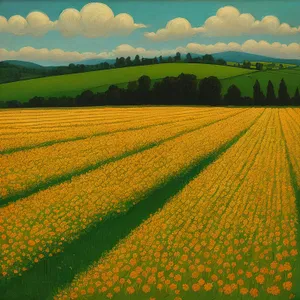 Vibrant Rapeseed Farm in Countryside Landscape