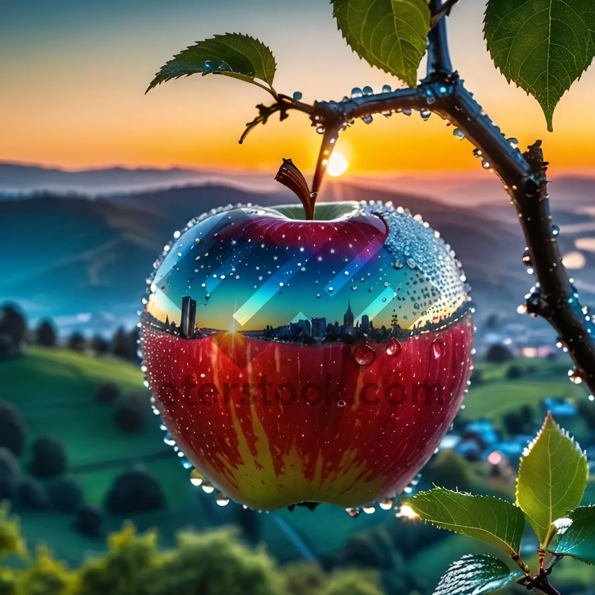 Picture of Fresh and Delicious Eating Apple in a Grove