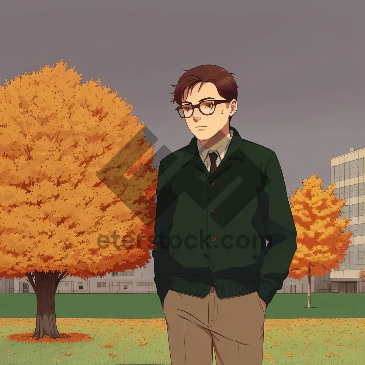 Picture of Joyful Man Soaking Up Sunny Autumn Sky