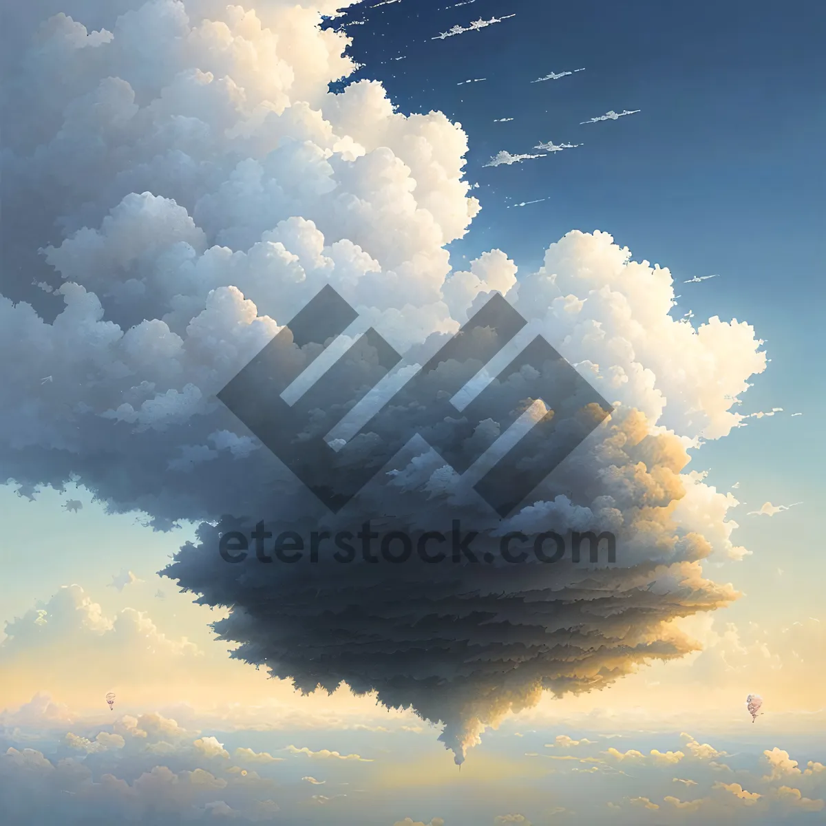 Picture of Vibrant Summer Sky with Fluffy Clouds