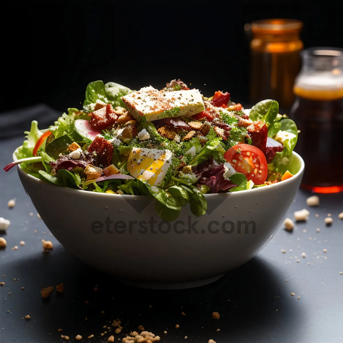 Picture of Fresh Vegetable Salad Bowl with Guacamole Dip