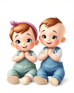 Cartoon Boy and Mother Penguin Clip Art