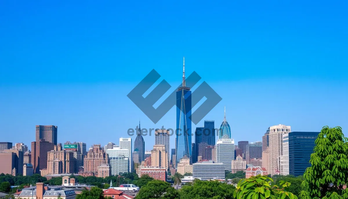 Picture of City skyline with modern skyscrapers and river view.