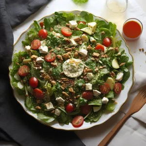 Fresh garden salad with mixed vegetables and olives