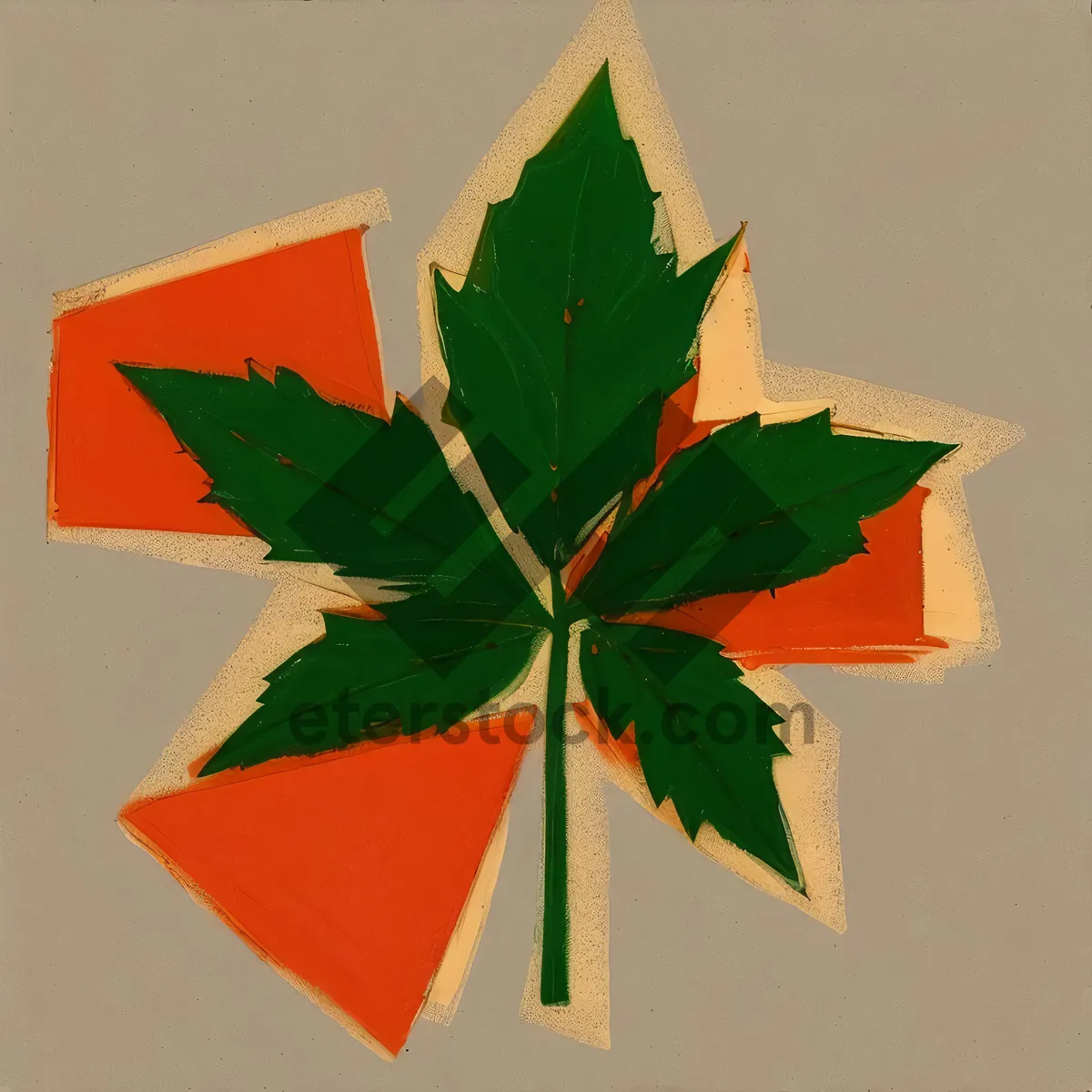 Picture of Maple Leaf Pinwheel Decoration with Ribbon Bow