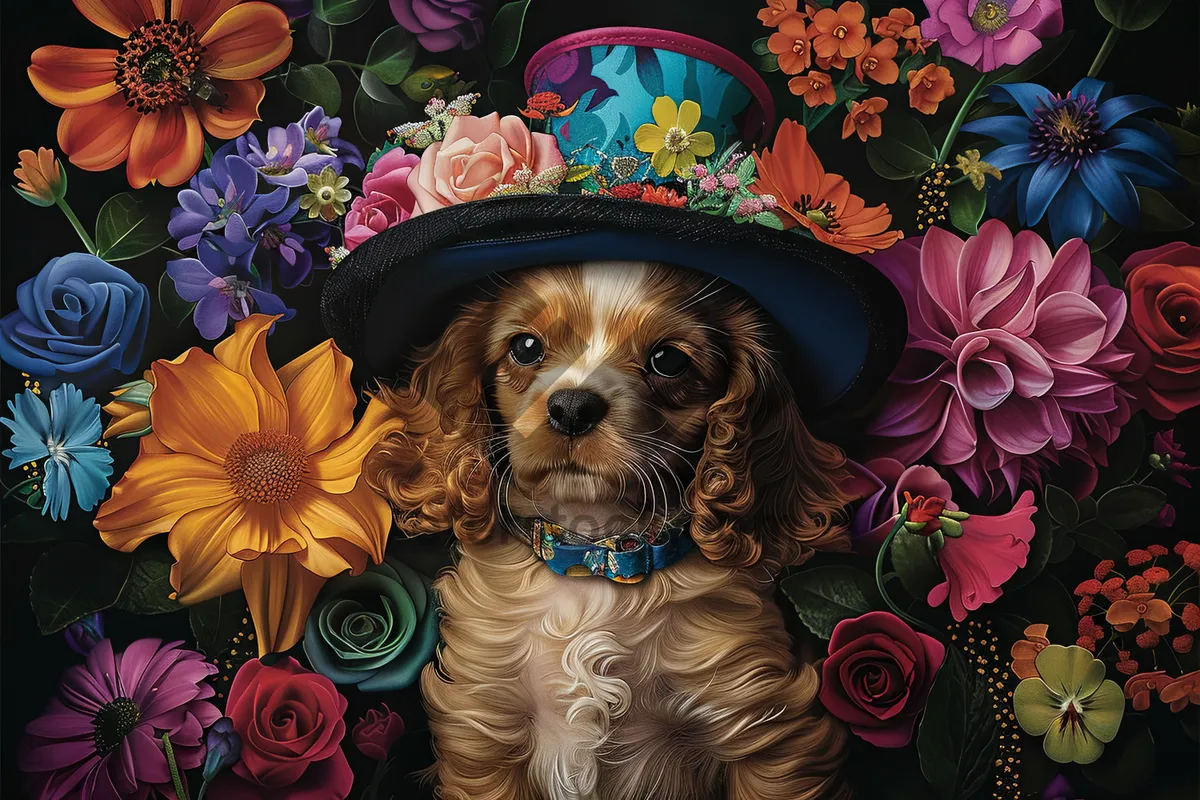 Picture of Cute Cocker Spaniel Puppy Portrait in Studio Setting