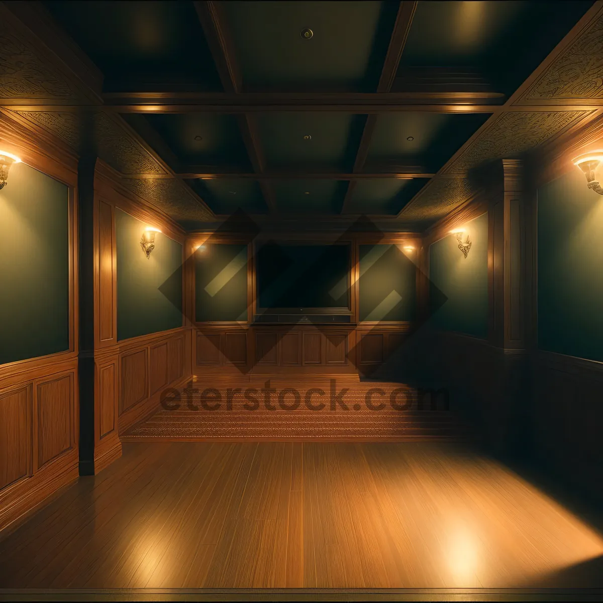 Picture of Modern and Luxurious Interior Hall with Wooden Parquet