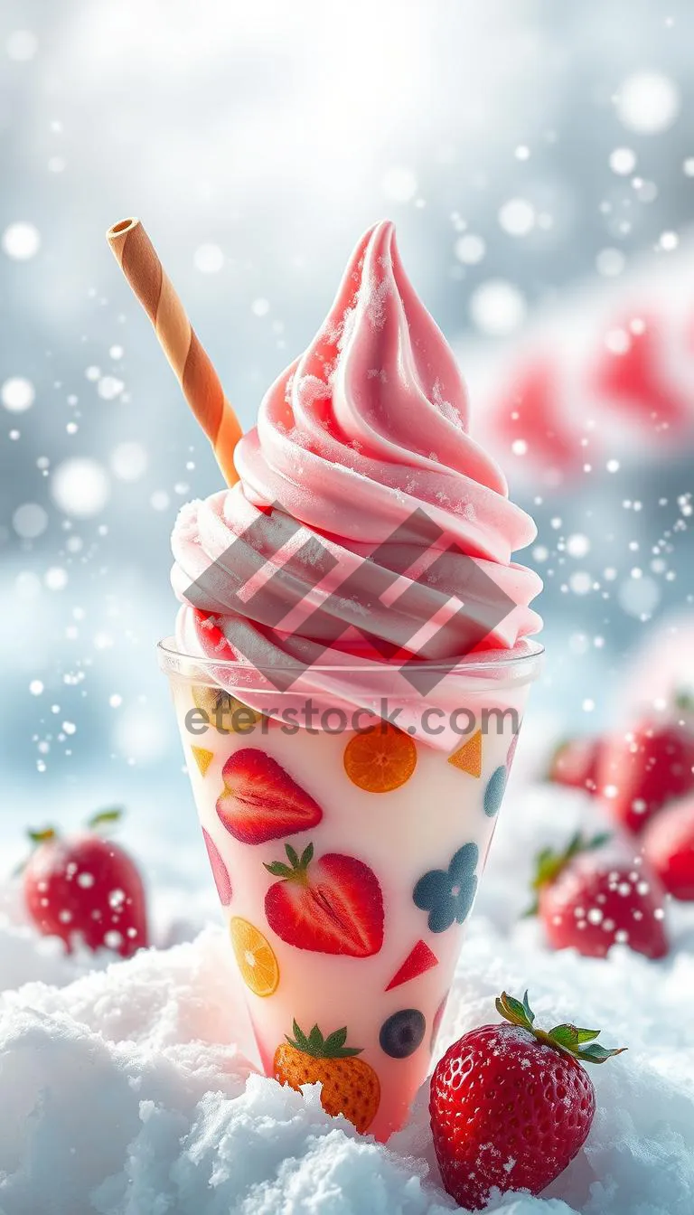 Picture of Fresh Berry Ice Cream Cone with Vanilla Cream