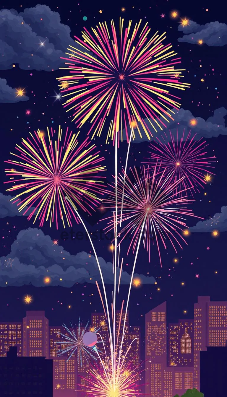 Picture of Bright Firework Explosion in Dark Night Sky