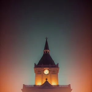 Skyline iconography: Historic cathedral tower with clock