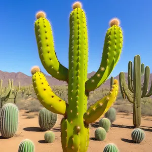 Desert Oasis: Majestic Saguaro Cactus Against Stunning Sky