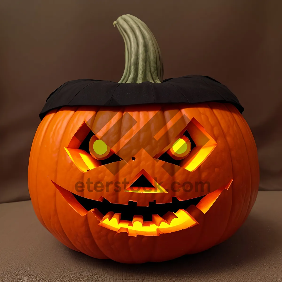 Picture of Glowing Pumpkin Jack-O'-Lantern with Evil Face