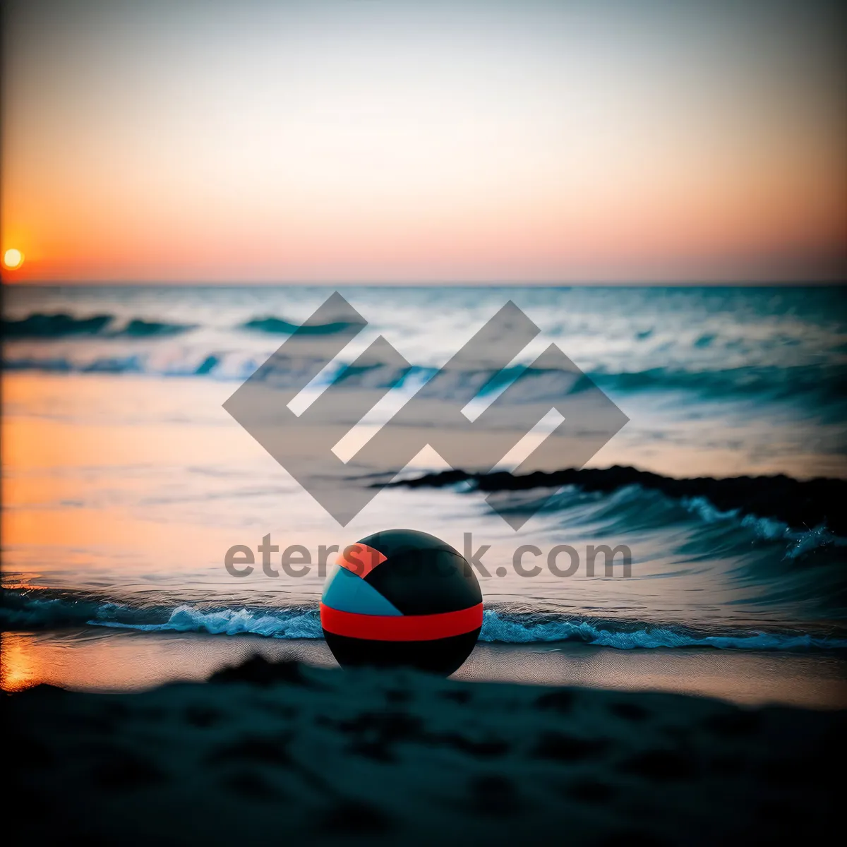 Picture of Golden Sunset Over Serene Ocean Bay