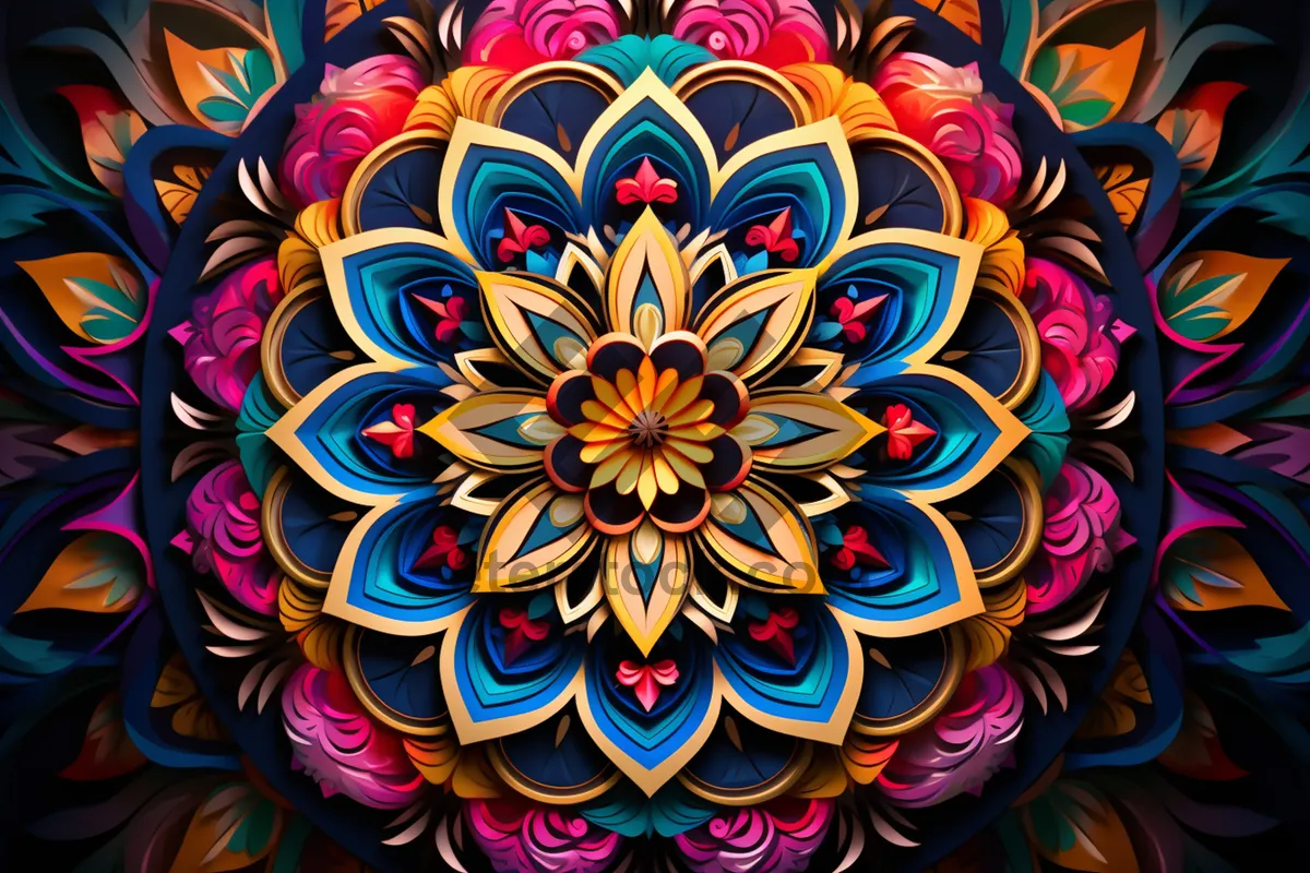 Picture of Colorful abstract floral geometric pattern design wallpaper.