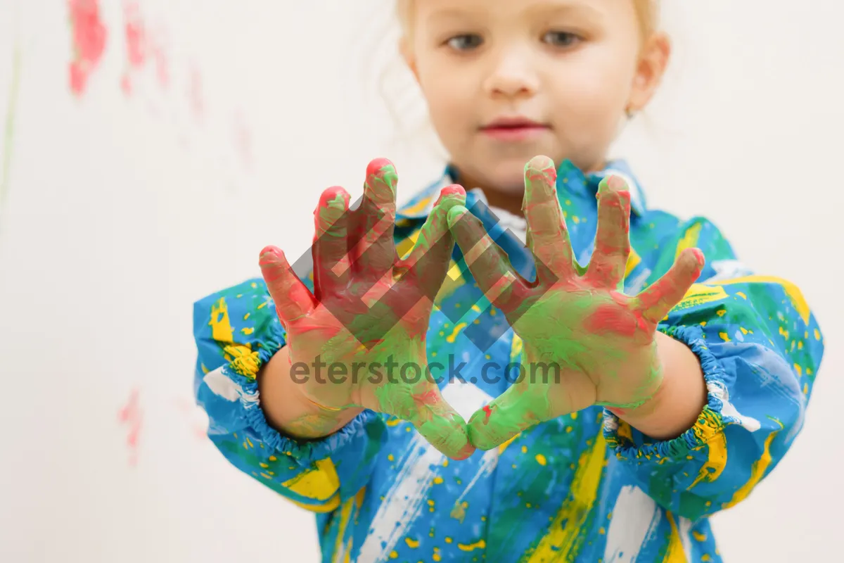 Picture of Colorful Smiling Boy Cheering with Joy