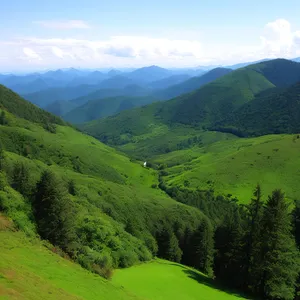 Serene Alpine Valley amidst Majestic Mountain Range